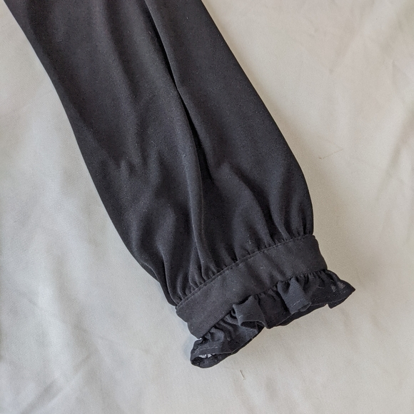 Karl Lagerfeld Black Long Sleeve Ruffle Chest Blouse Medium - Picture 10 of 10